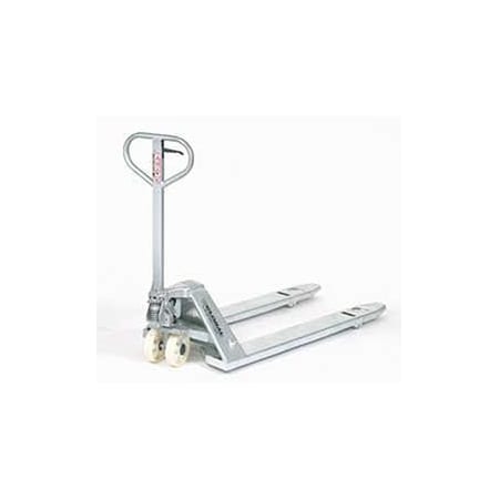 Global Industrial Galvanized Pallet Jack Truck, 27 x 48, 4400 Lb. Capacity 241628